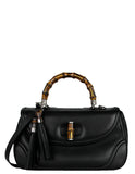 Gucci Black Leather New Bamboo Large Top Handle Bag