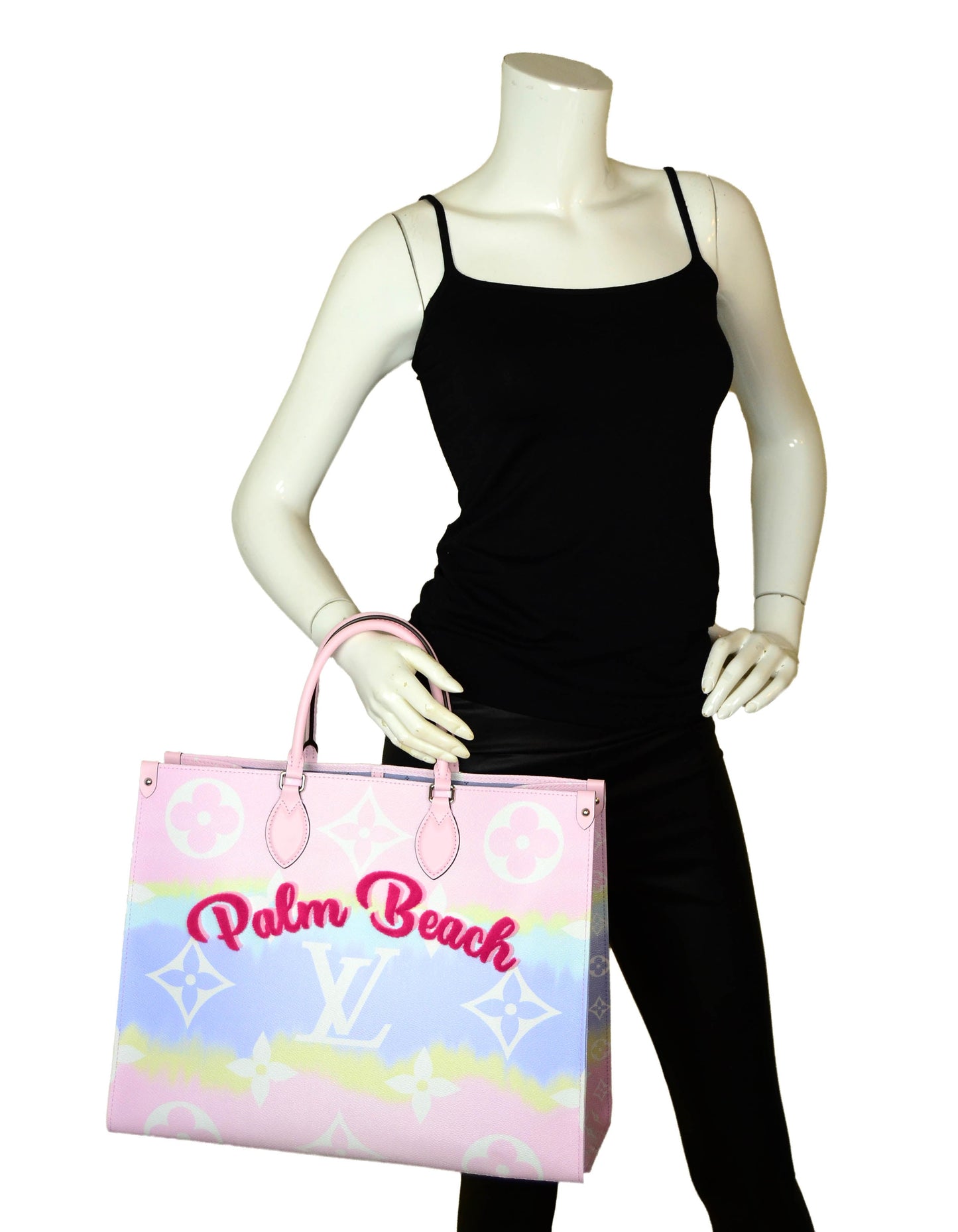 Louis Vuitton Pink Pastel "Palm Beach" Monogram Escale Onthego GM Tote Bag