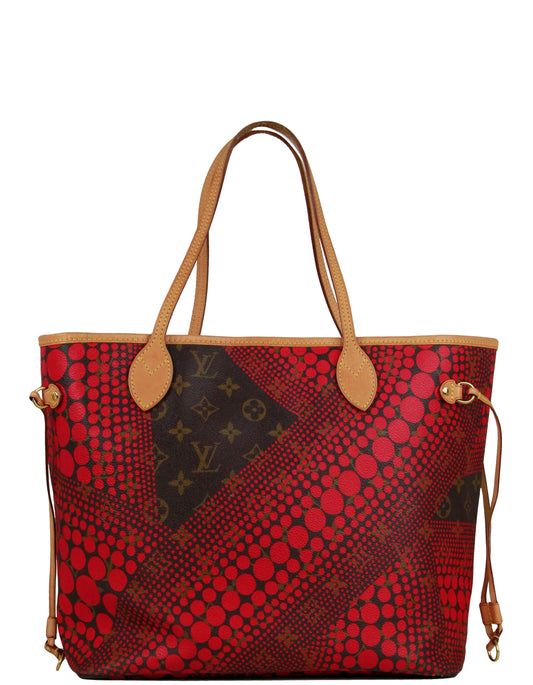 Louis Vuitton Red Monogram Kusama Waves Neverfull MM Tote Bag