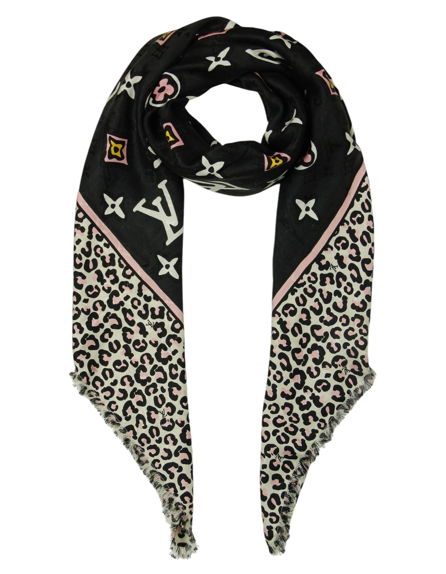 Louis Vuitton Silk/Wool Monogram Leopard Wild At Heart Shawl Scarf