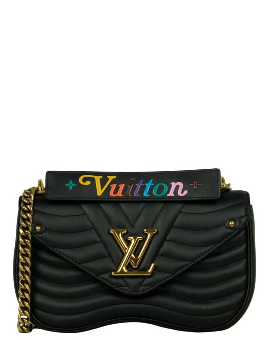 Louis Vuitton Black Leather New Wave MM Chain Bag