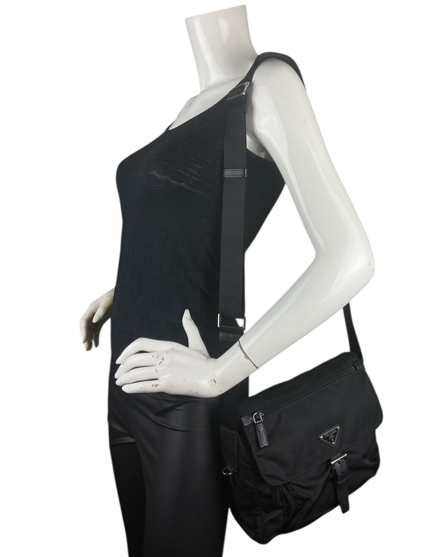 Prada Black Nylon Messenger Bag