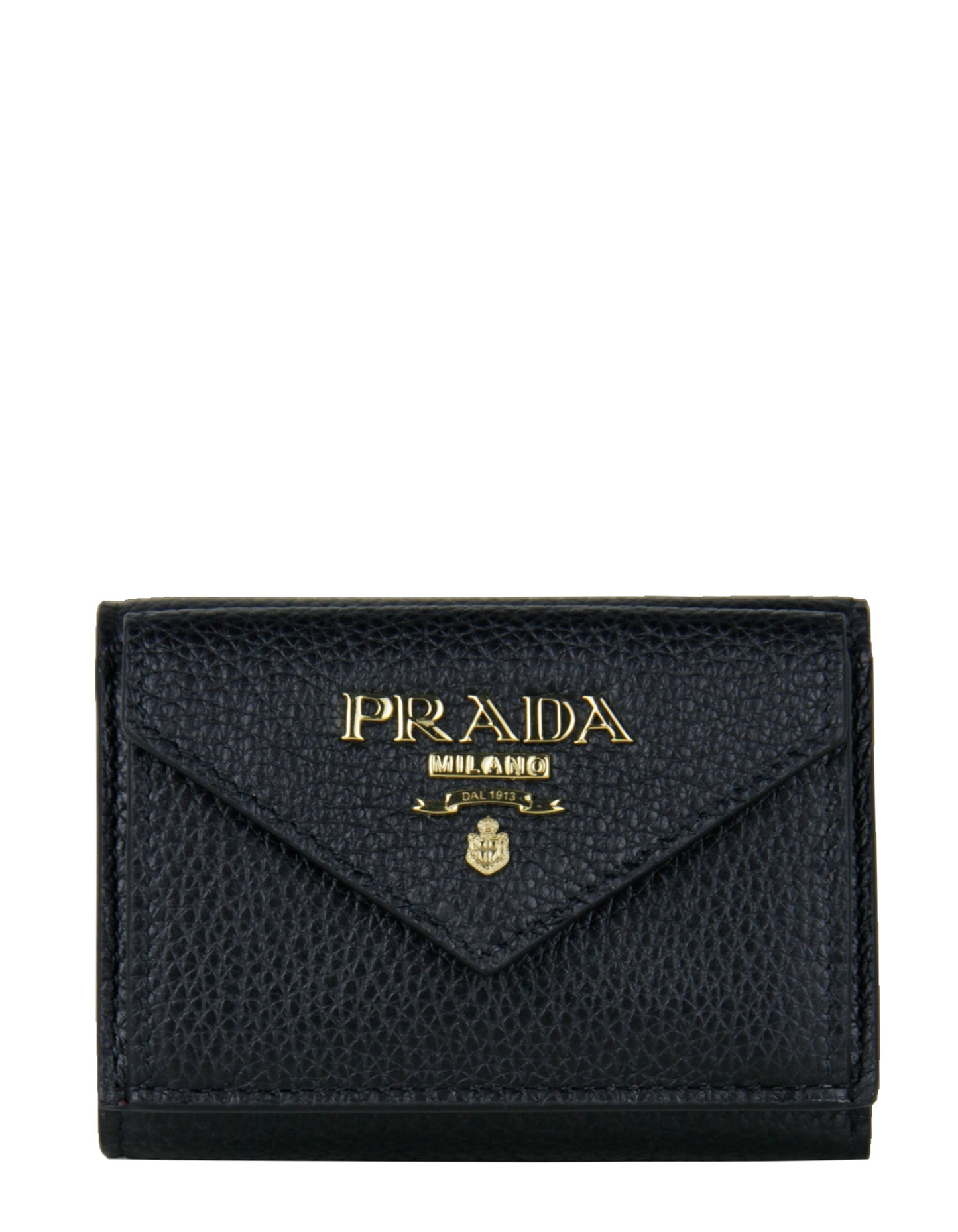 Prada Black/Red Leather Vitello Move Compact Wallet