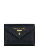 Prada Black/Red Leather Vitello Move Compact Wallet