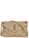 Saint Laurent Beige Leather Small Loulou Puffer Bag