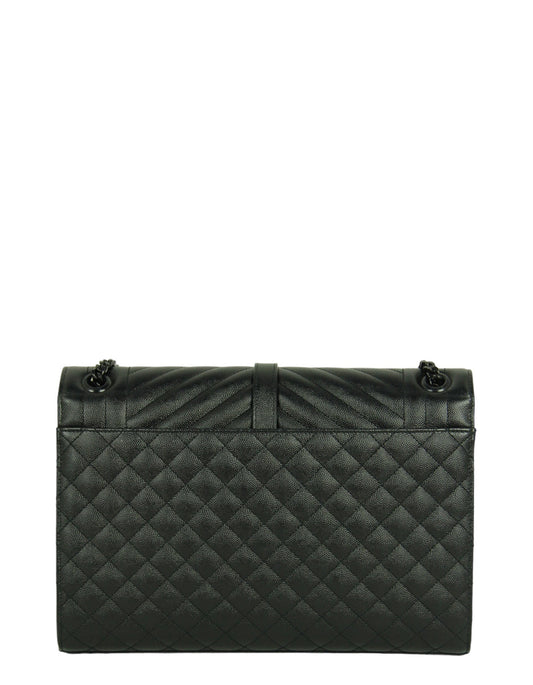 Saint Laurent Black on Black Large Triquilt Monogram Bag