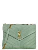 Saint Laurent Vert Opaline Suede Y Medium Loulou Chain Shoulder Bag