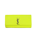 Saint Laurent Neon Yellow Smooth Leather Classic Monogram Cassandre Clutch Bag