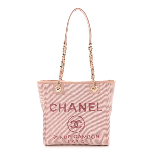 Amelia Mixed Fibers Calfskin Mini Deauville Tote Rose Pink