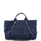 CHANEL Double Face Deauville Tote Fringe Quilted Canvas Large