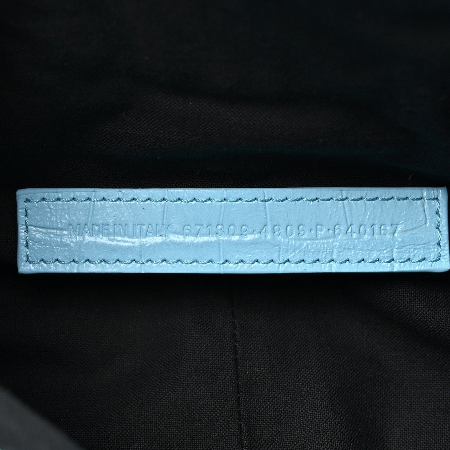 Balenciaga Extra Supple Calfskin Crocodile Embossed Le Cagole Shoulder Bag XS Sky Blue