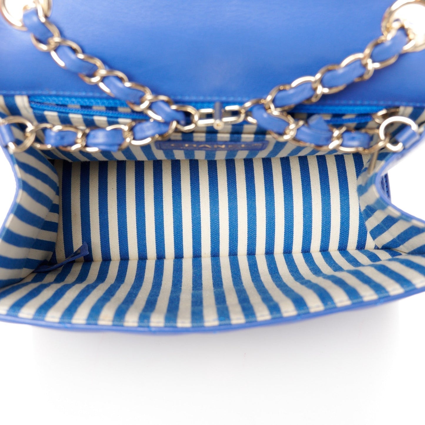 Amelia Calfskin Quilted Chevron Small Single Flap Blue