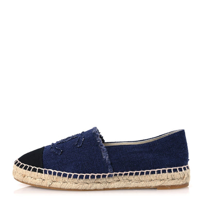 Amelia Denim Toile CC Espadrilles 40 Navy Black