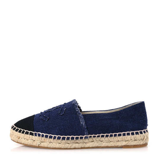 Amelia Denim Toile CC Espadrilles 40 Navy Black