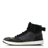 Louis Vuitton Calfskin Monogram Eclipse Mens Rivoli High Top Sneakers 10.5 Black Grey
