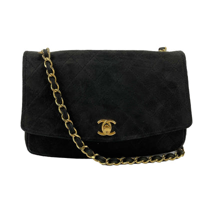 CHANEL -   Suede Medium Flap Bag Chain CC Turnlock Crossbody