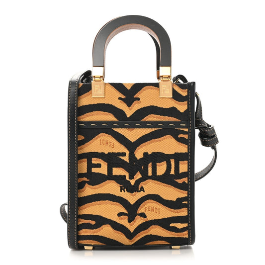 Amelia Canvas Vitello King Chinese New Year Tiger Embroidered Sunshine Shopper Tote Black Dark Yellow