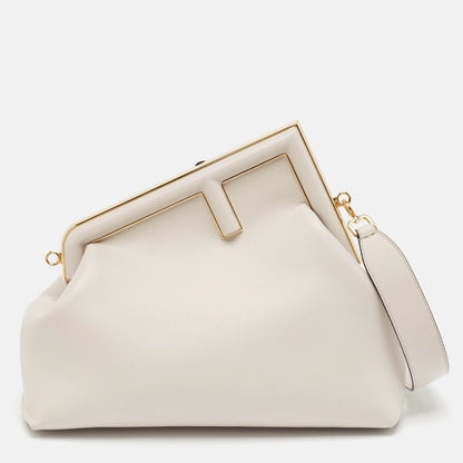 Fendi Grey Leather Midi Fendi First Clutch