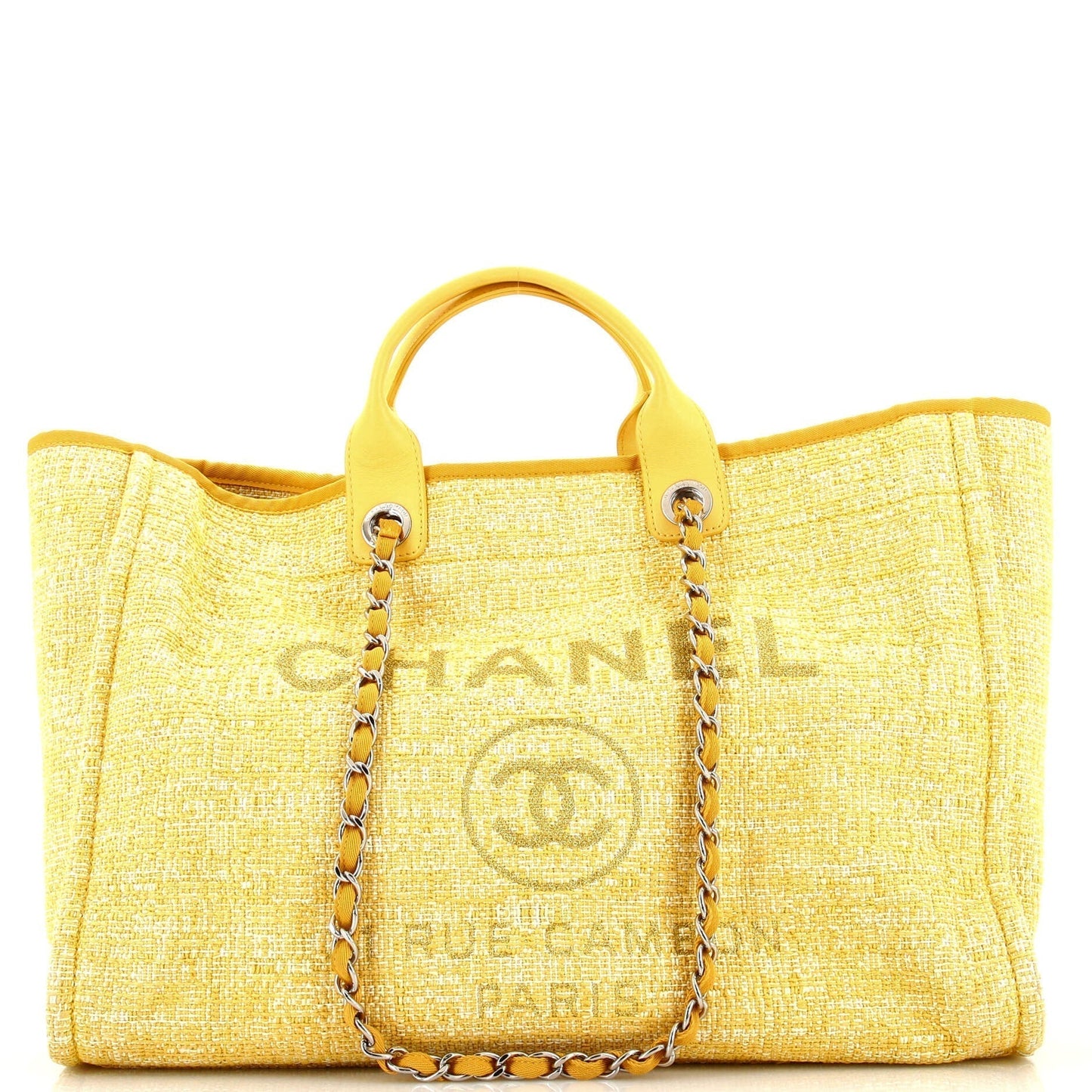 CHANEL Deauville Tote Raffia with Glitter Detail Large