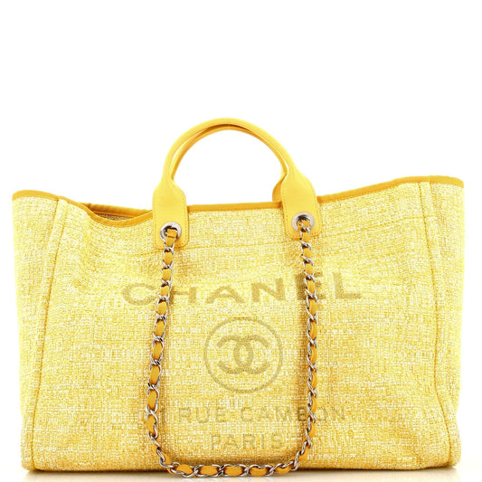 CHANEL Deauville Tote Raffia with Glitter Detail Large