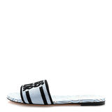 Christian Dior Canvas Miss Dior Embroidered Dway Flat Slide Sandals 37.5 Azure Pale