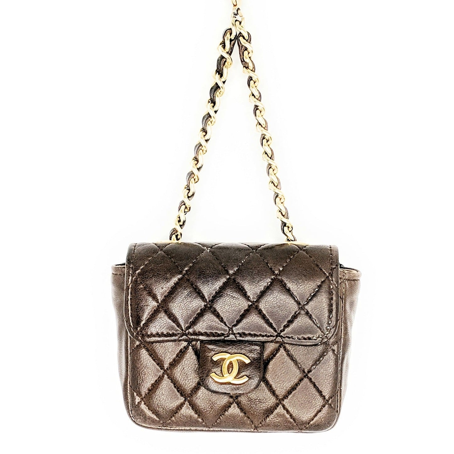 Chanel   Brown Quilted Micro Belt Bag