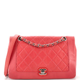 CHANEL Bi   Full Flap Bag Quilted Crumpled Calfskin Medium