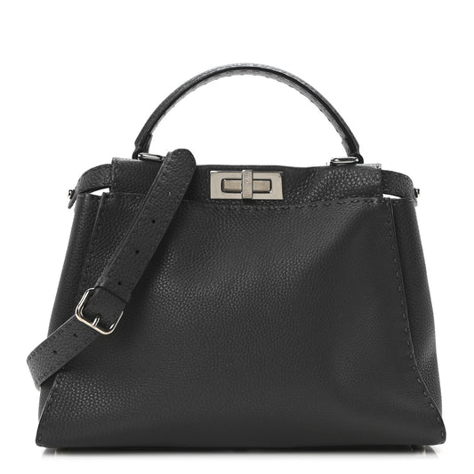Amelia Cuoio Romano Selleria Bi-Color Medium Peekaboo Iconic Satchel Asfalto Latte