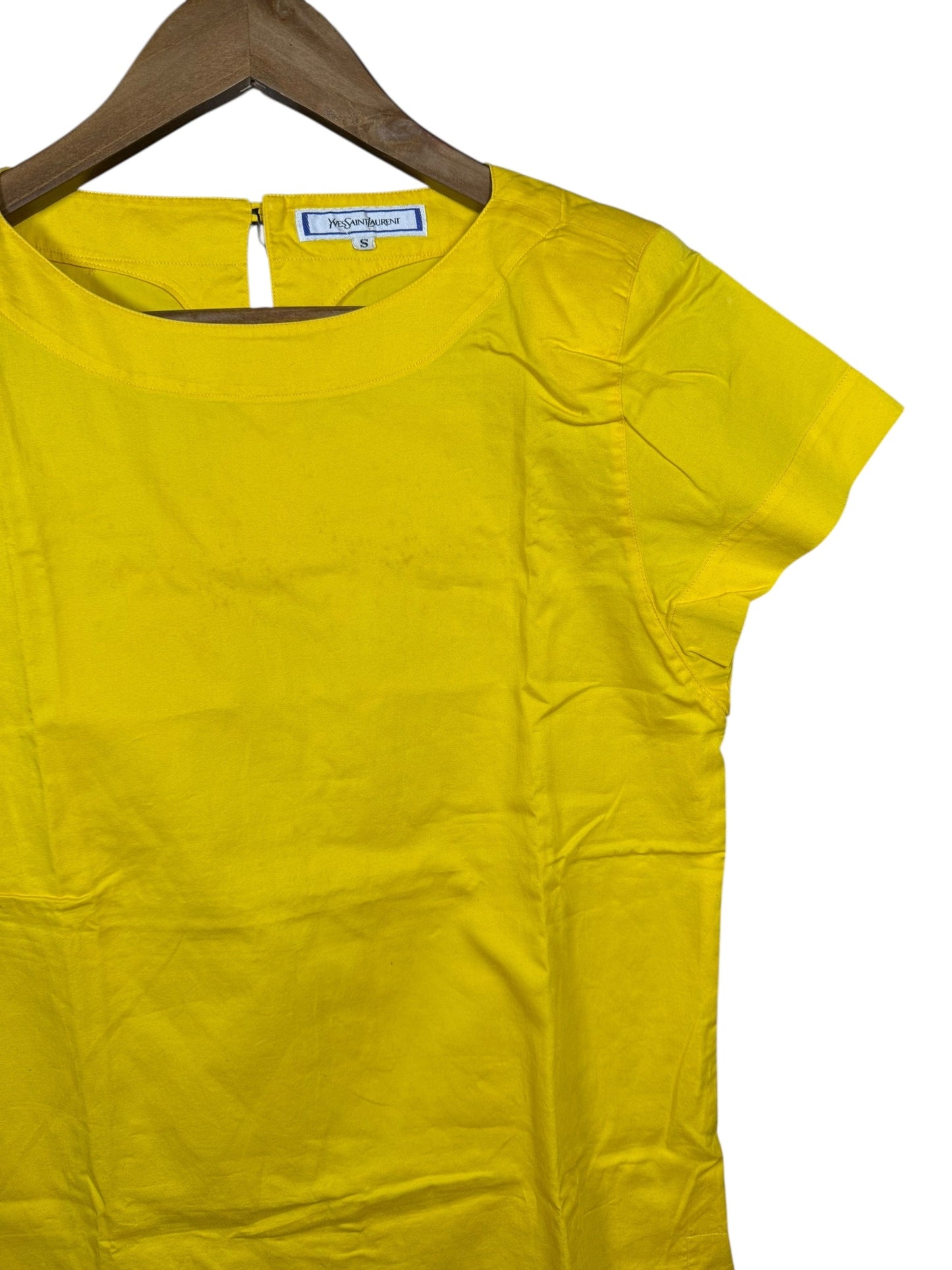 Yves Saint Laurent Padded Short Sleeve Yellow Top