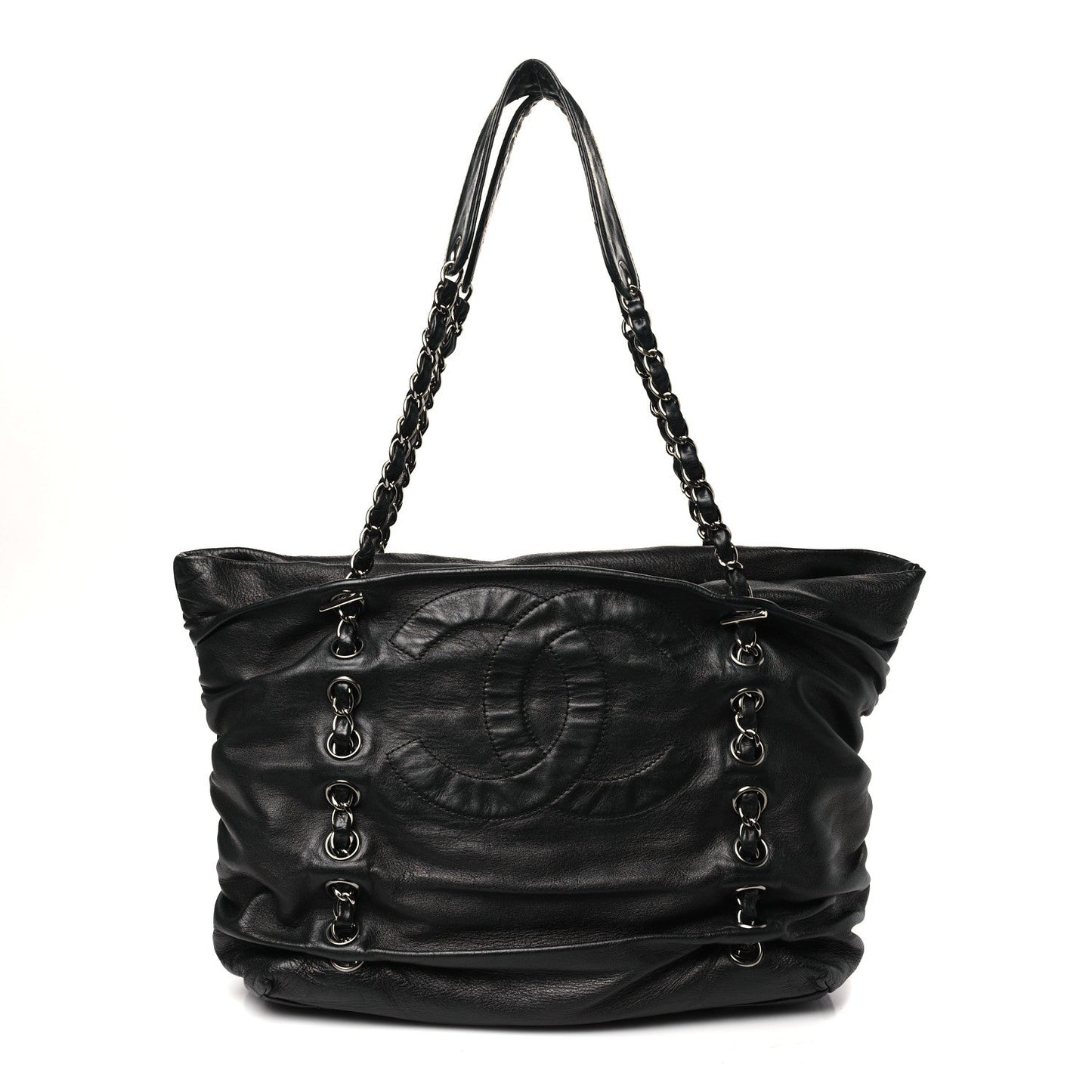 Amelia Lambskin Timeless Sharpei Chain Shoulder Bag Black