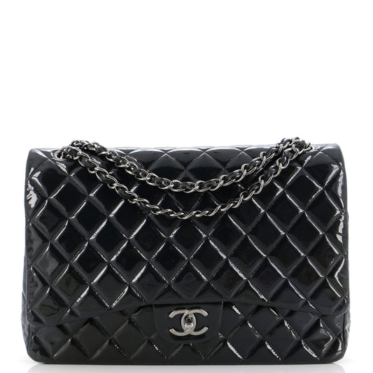CHANEL Classic Double Flap Bag Quilted Patent Maxi