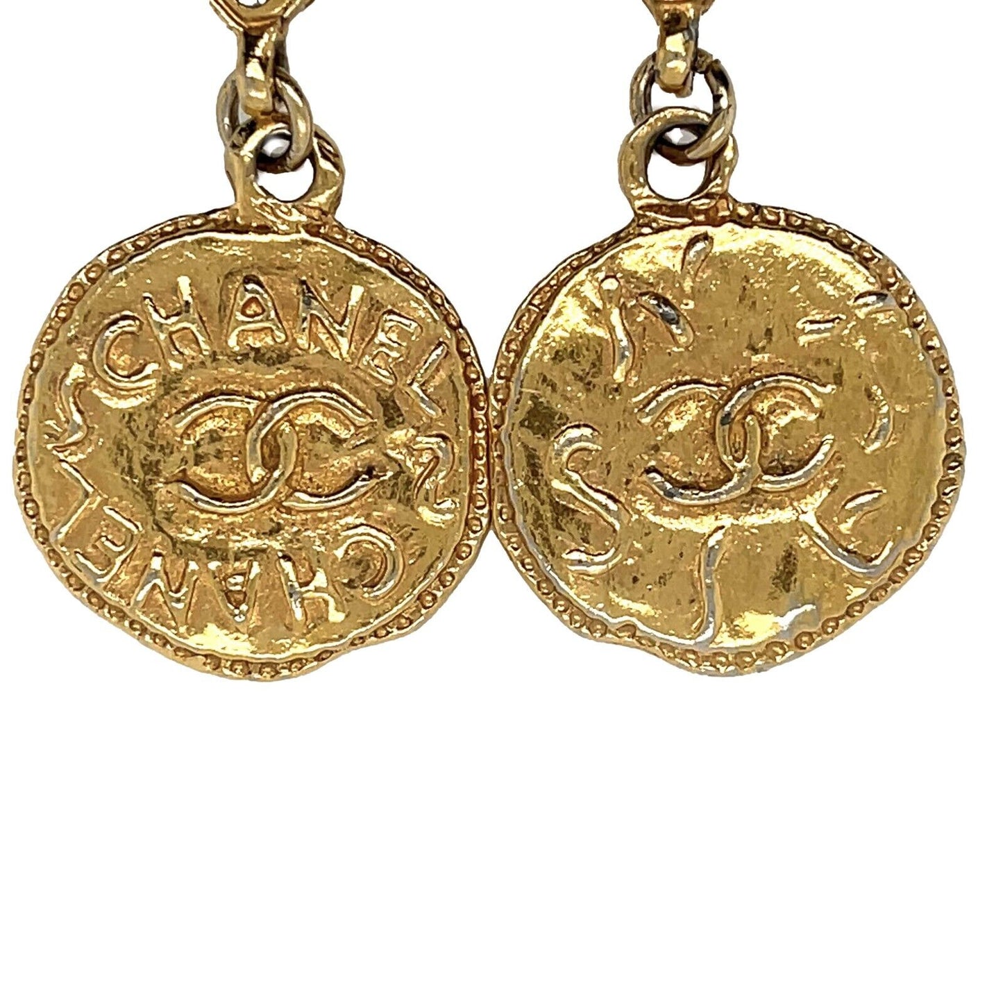 CHANEL    1970s Faux Pearl Medallion CC '' Clip-On Earrings