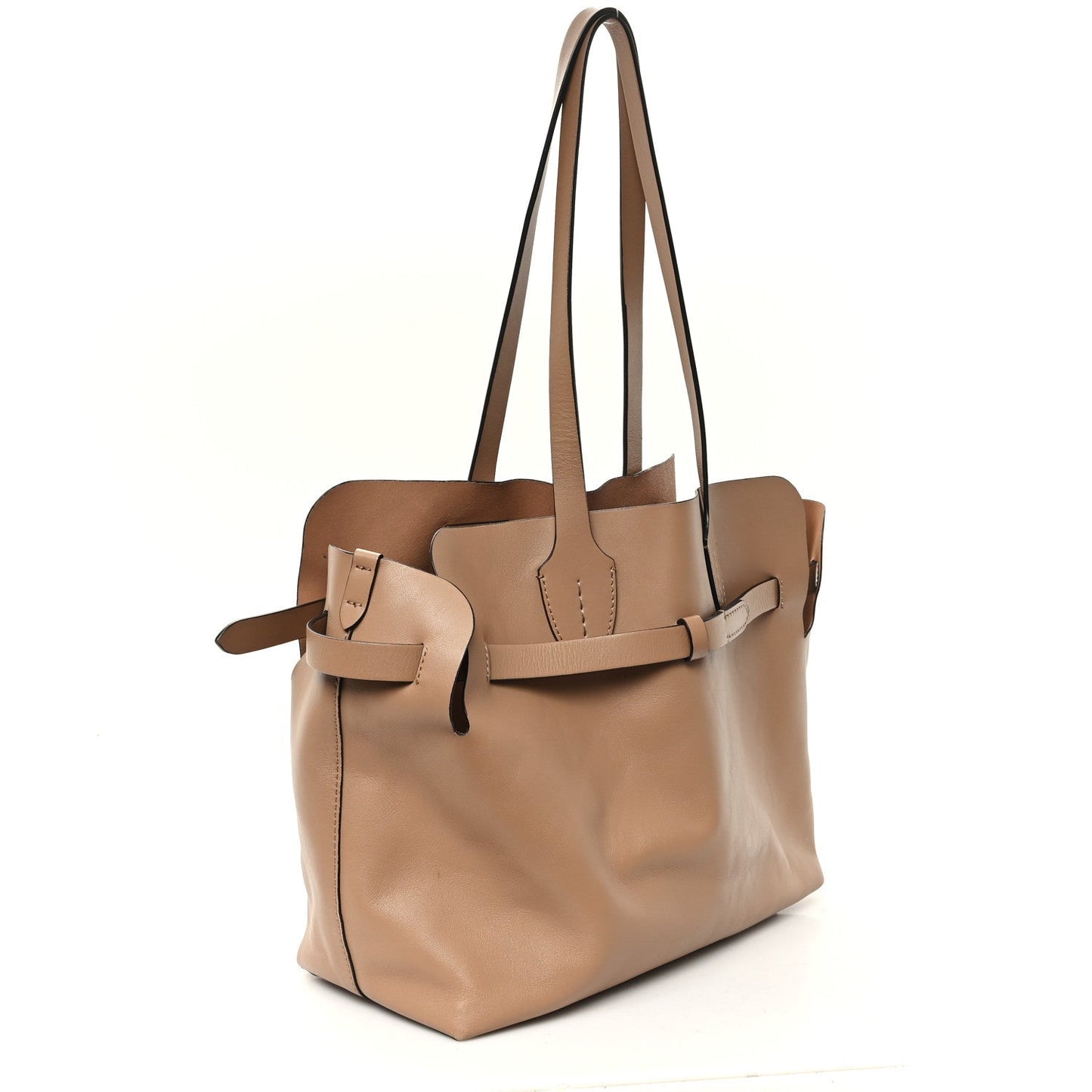 Amelia Soft Smooth Calfskin Medium Tote Limestone