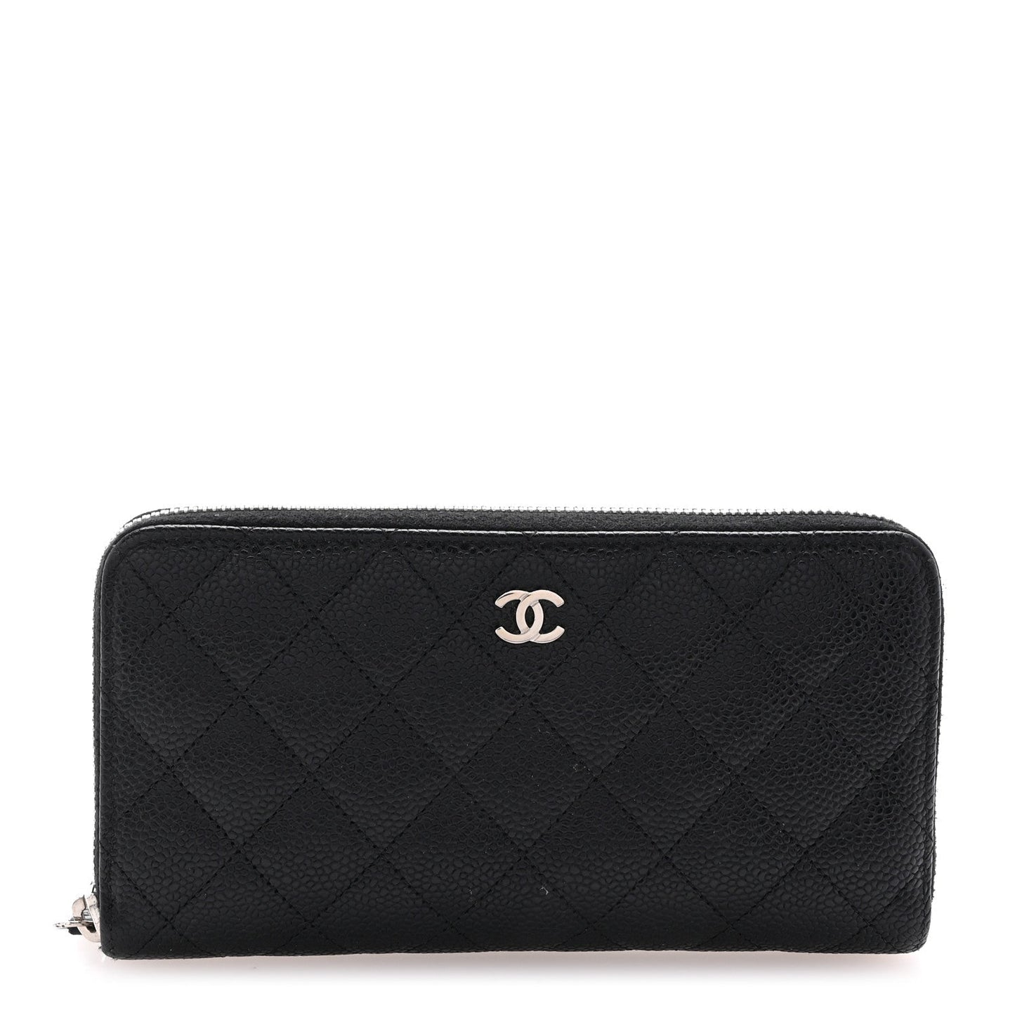 Amelia Caviar Quilted Large Gusset Zip Around Wallet Black