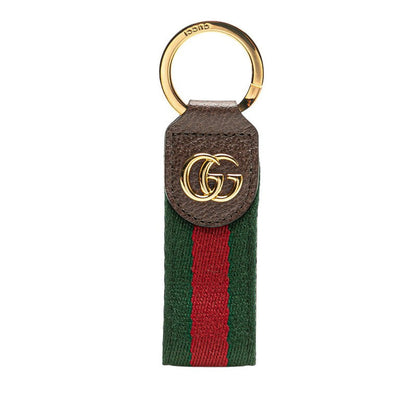 Gucci Ophidia Sheer Line Leather Canvas Keyring