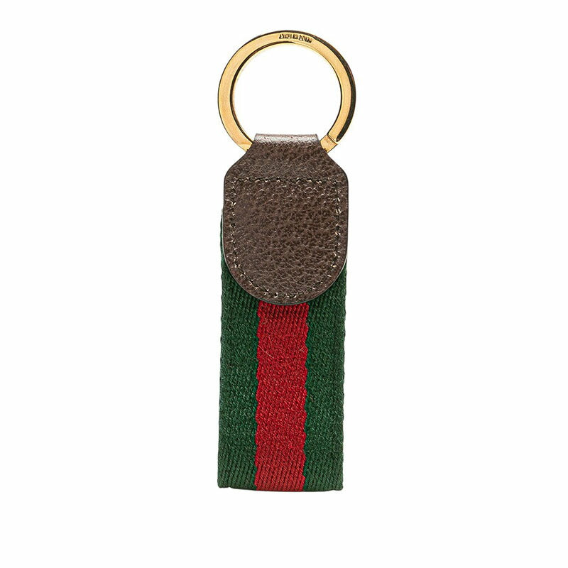 Gucci Ophidia Sheer Line Leather Canvas Keyring