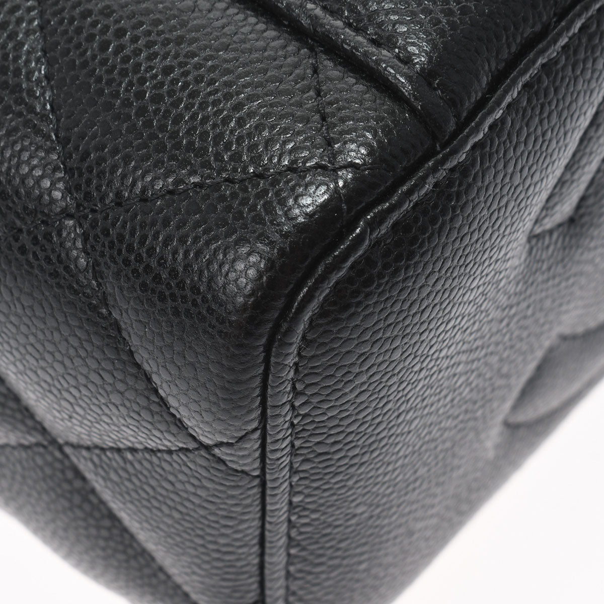 Chanel Matelasse Vanity Case Black Gold Hardware Grained Calfskin Shoulder Bag