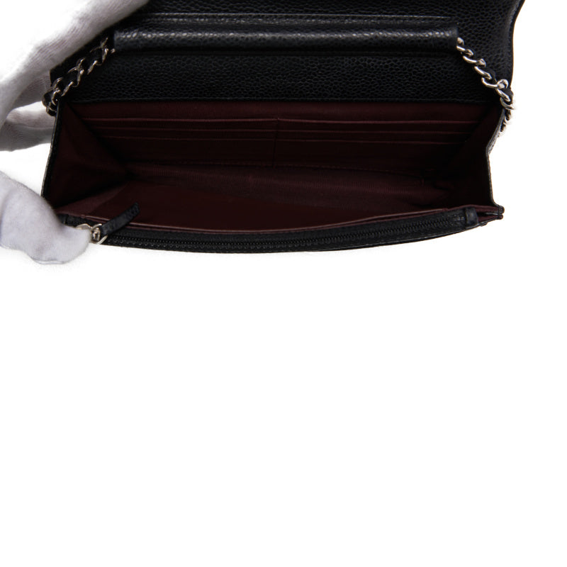 Chanel Coco Mark Chain Wallet Dark Navy Black