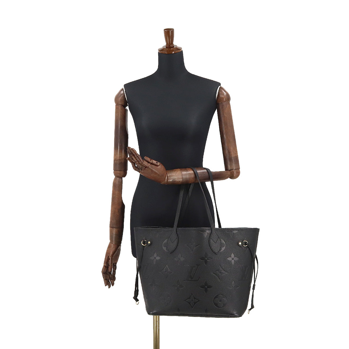 Louis Vuitton Monogram Emplant Neverfull MM Tote Bag Leather Noir Black