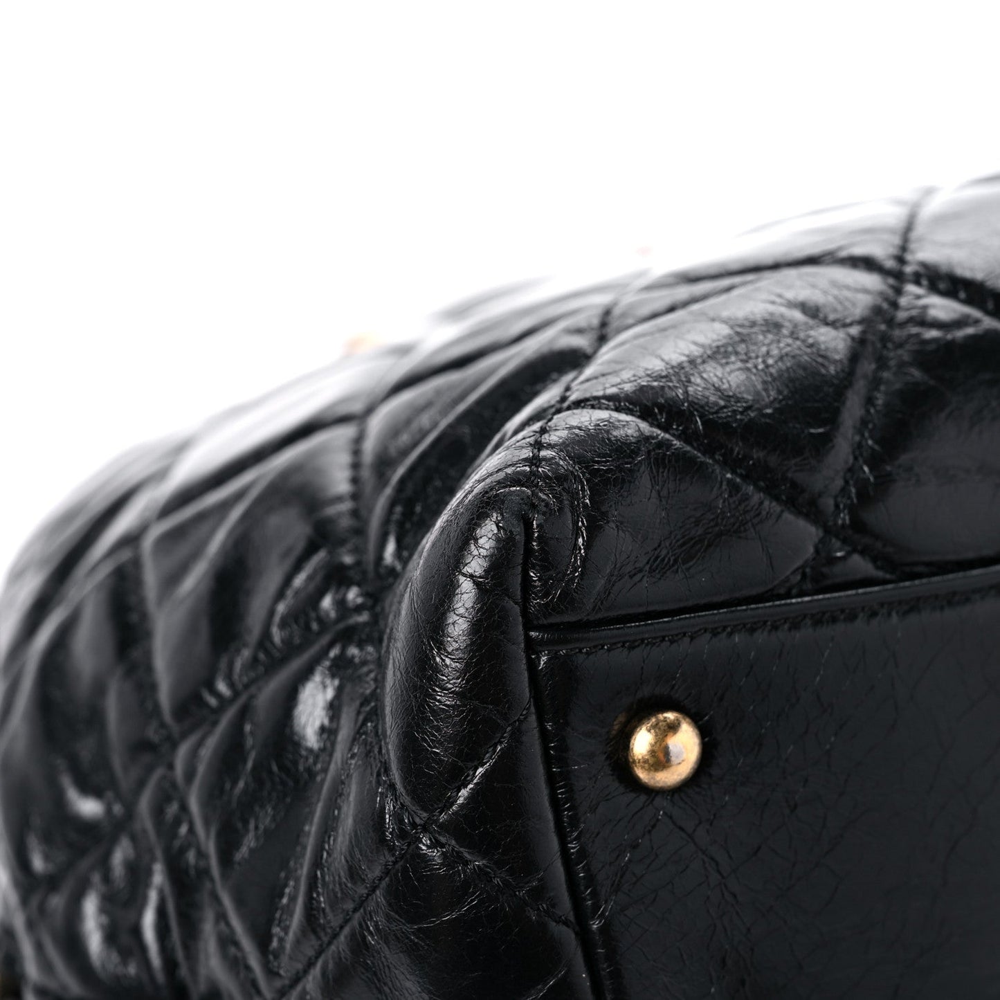 Glazed Calfskin Castle Rock Bowling Bag Black