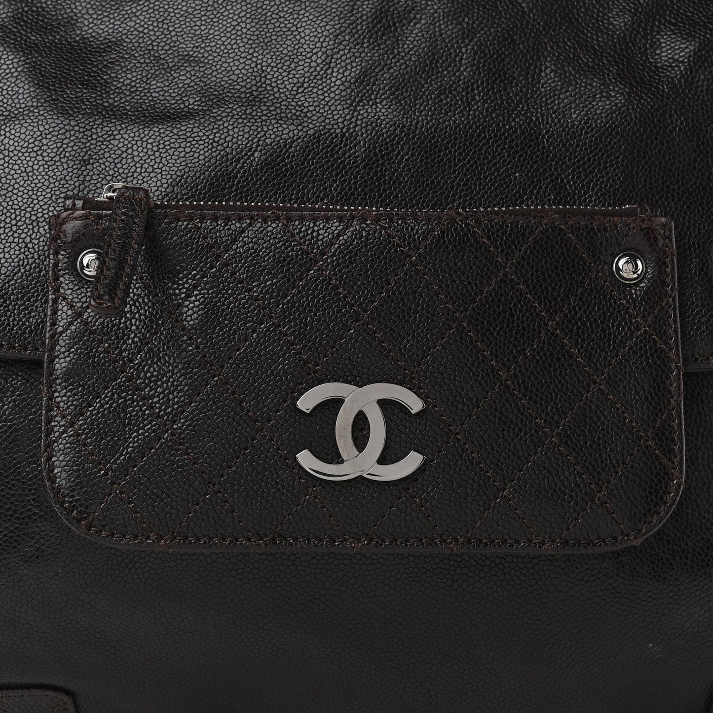 Caviar Pocket In The City Tote Dark Brown