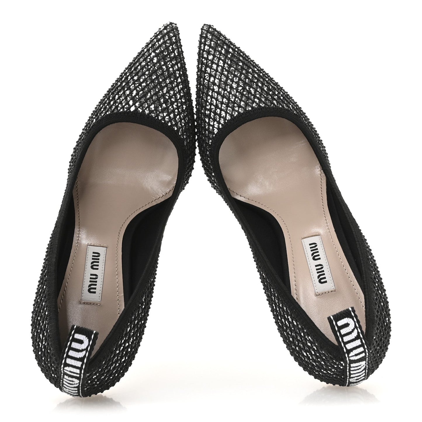 Miu Miu Glitter Rete 85 Pumps 35.5 Silver Black