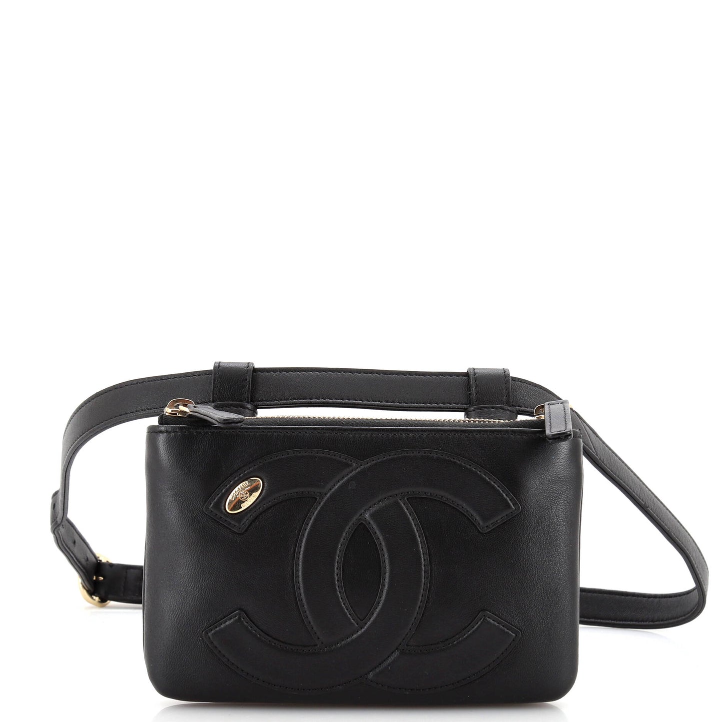 CHANEL CC Mania Double Zip Belt Bag Lambskin