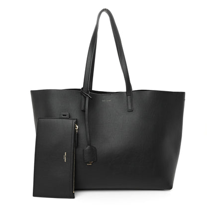 Saint Laurent Calfskin Large Shopping Tote Black
