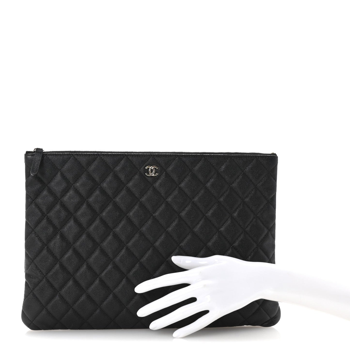 Amelia Caviar Quilted Large Cosmetic Case Black