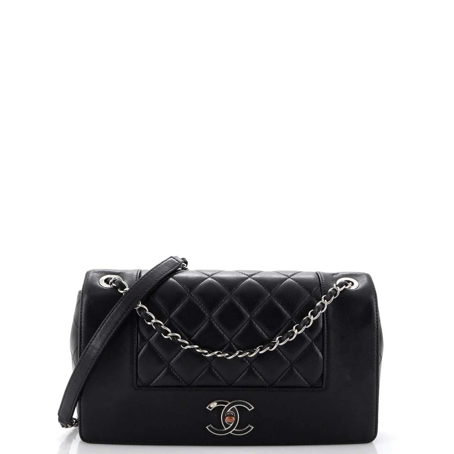 CHANEL Mademoiselle   Flap Bag Quilted Sheepskin Medium