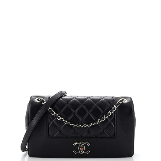 CHANEL Mademoiselle   Flap Bag Quilted Sheepskin Medium