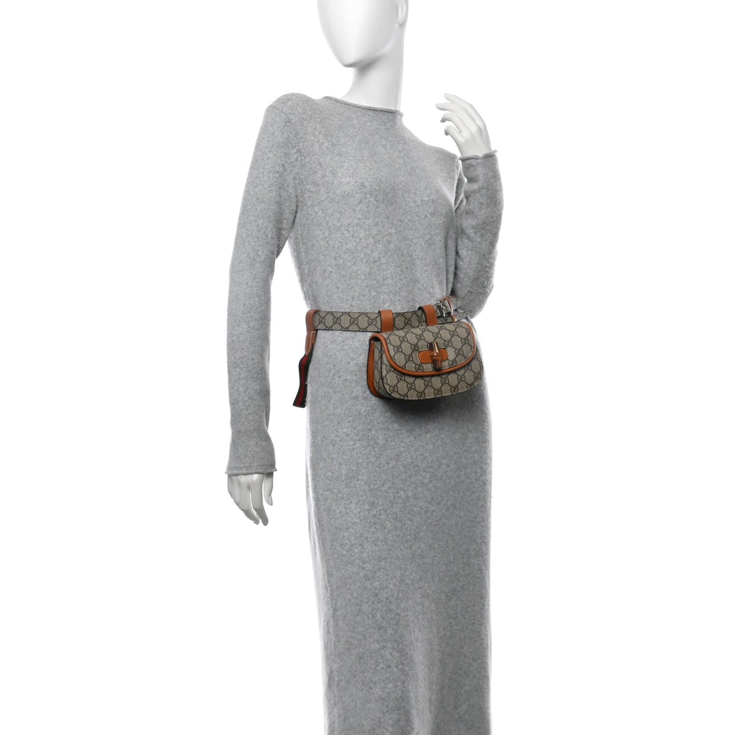 Amelia GG Supreme Monogram Web Bamboo Mini 1947 Belt Bag 85 34  Beige