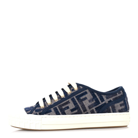 Amelia Chenille FF Embroidered Womens Domino Low Top Sneakers 36 Grigio Blue Notte