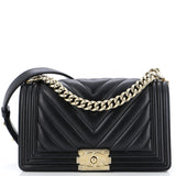 CHANEL Boy Flap Bag Chevron Calfskin Old Medium